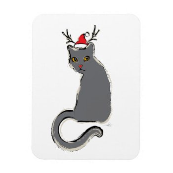 Red-nosed Christmas Santa Cat Magnet by ArtDivination at Zazzle