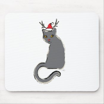 Red-nosed Christmas Santa Cat Mouse Pad by ArtDivination at Zazzle