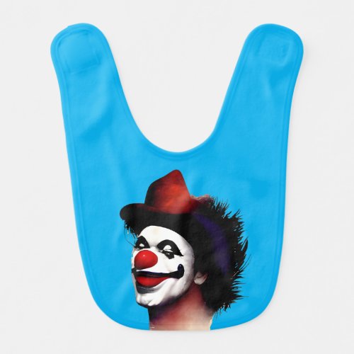 Red Nosed Clown A Playful Design with Black Hair Baby Bib