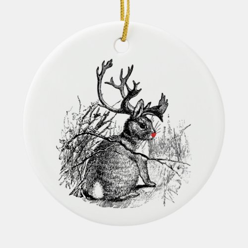 Red Nosed Jackalope Ornament