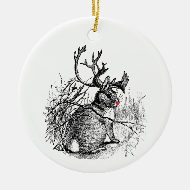 Red Nosed Jackalope Ornament (Front)