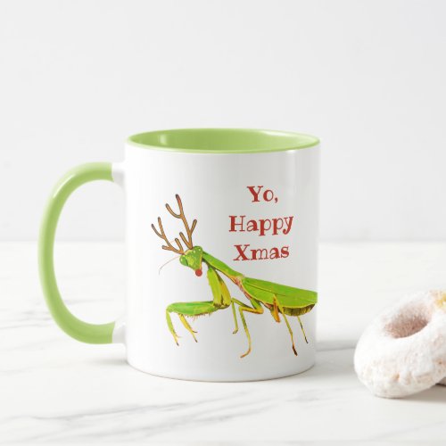 Red Nosed Praying Mantis Weird Christmas Mug