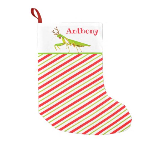 Red Nosed Praying Mantis Weird Custom Name Small Christmas Stocking