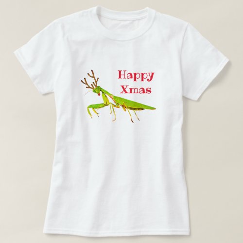 Red Nosed Praying Mantis Xmas T_shirt