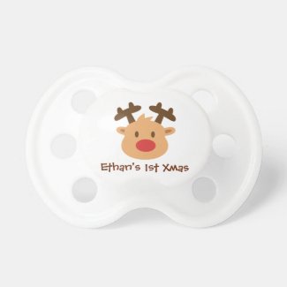 red nosed reindeer Baby First Christmas BooginHead Pacifier