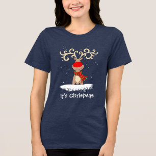 Red-nosed reindeer It's Christmas t-shirt Tri-Blend Shirt