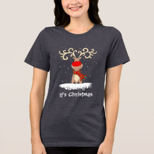 Red-nosed reindeer It's Christmas t-shirt Tri-Blend Shirt