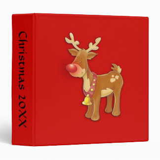 Red Nosed Reindeer Red 3 Ring Binder