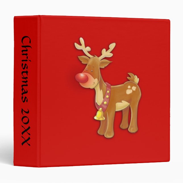 Red Nosed Reindeer Red 3 Ring Binder (Front/Spine)