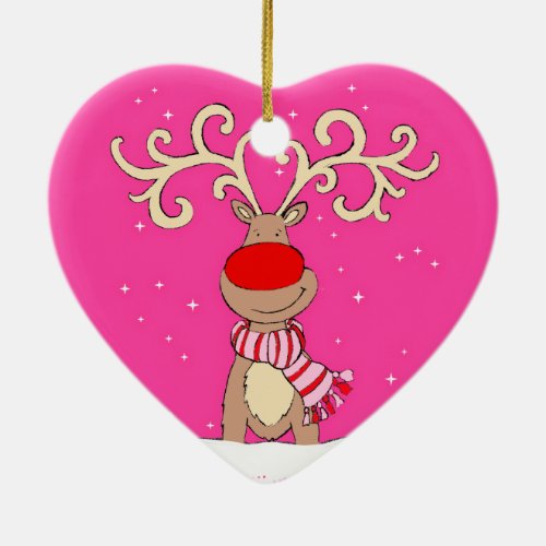 Red_nosed reindeer red  pink ornament