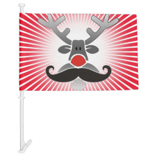 Red Nosed with Moustache + your idea Car Flag