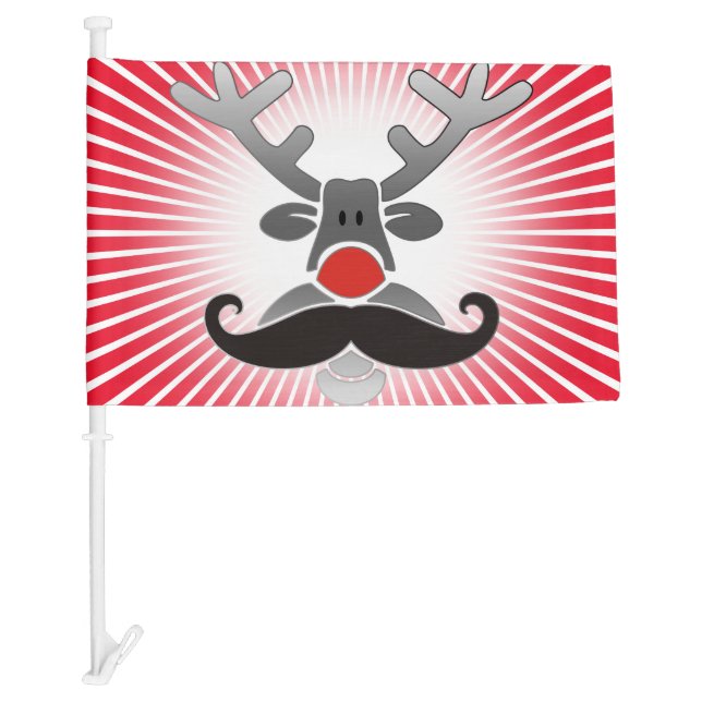 Red Nosed with Moustache + your idea Car Flag (Front)