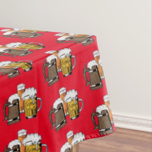 Red  Novelty Three Cheers  Beers Tablecloth
