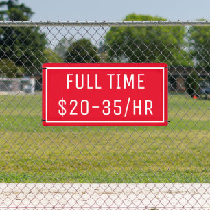 Red Now Hiring Sign Banner