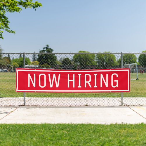 Red Now Hiring Sign Banner