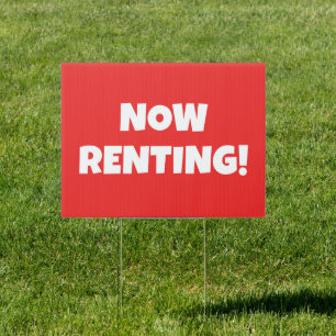 Red Now Renting Sign