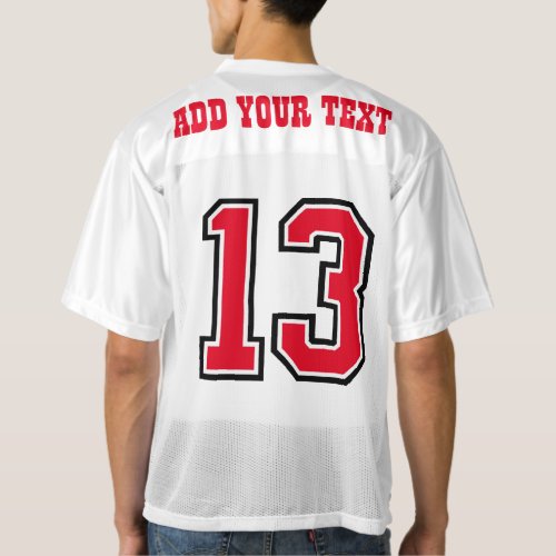 Red Number 13 mens football jersey