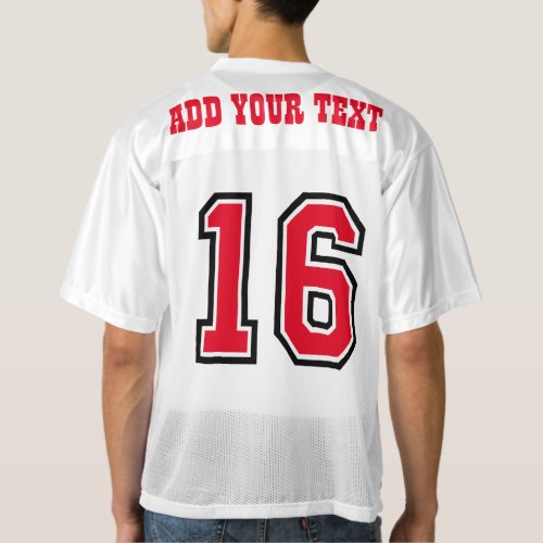 Red Number 16 mens football jersey