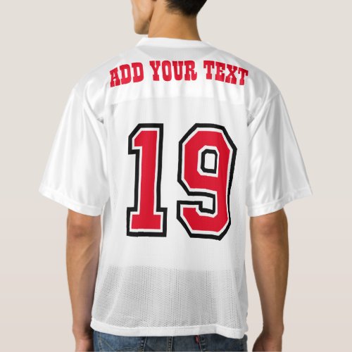 Red Number 19 mens football jersey
