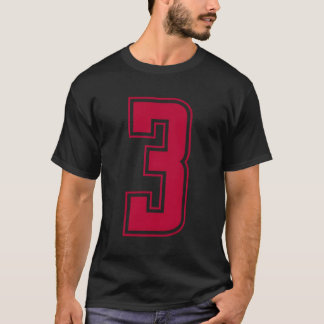 Red Number 3 Team Junior Sports Numbered Uniform T-Shirt