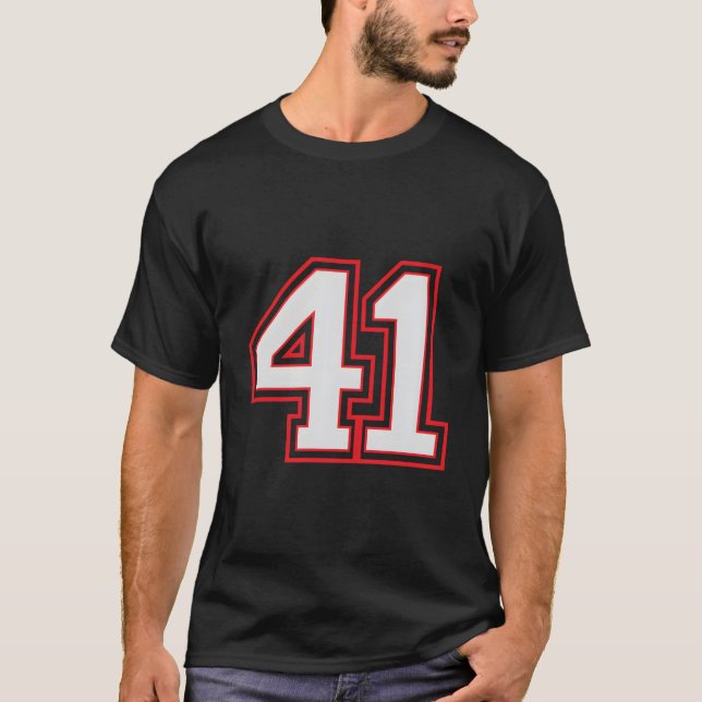 Red Number 41 Sports Player Jersey Fun Game Winner T-Shirt (Front)