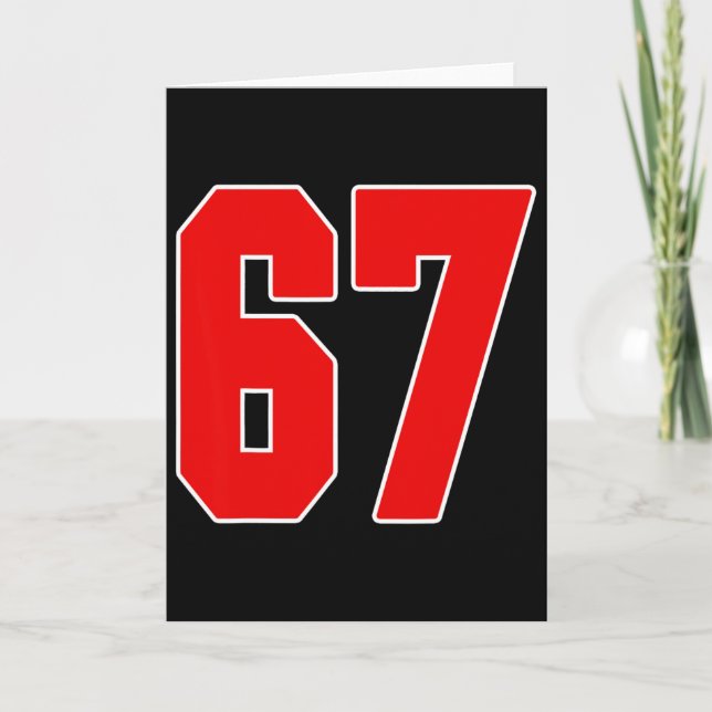 Red Number 67 Jersey Big #67 Uniform Favorite Play Card (Front)