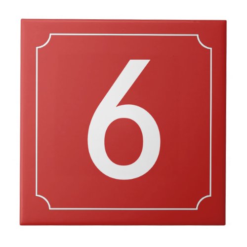 Red number or letter placard ceramic tile
