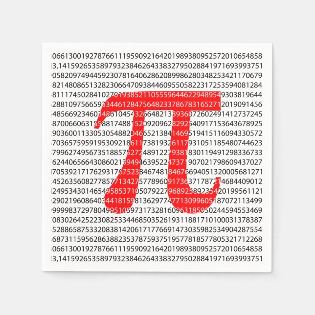 Red Number pi is a mathematical constant symbol Napkins (Front)
