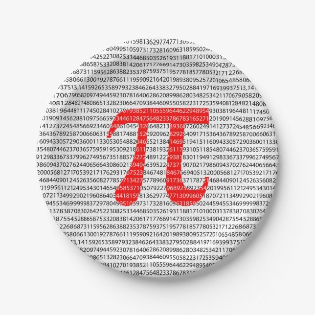 Red Number pi is a mathematical constant symbol Paper Plates (Front)