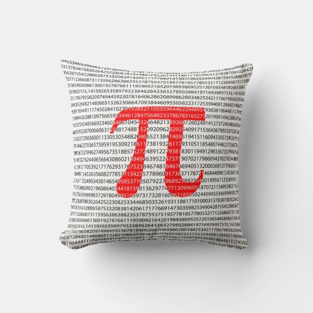 Red Number pi is a mathematical constant symbol Throw Pillow (Front)