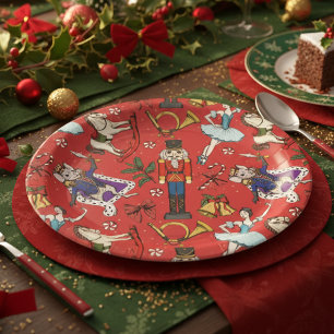 Red Nutcracker Ballet Christmas Xmas Party Paper Plates