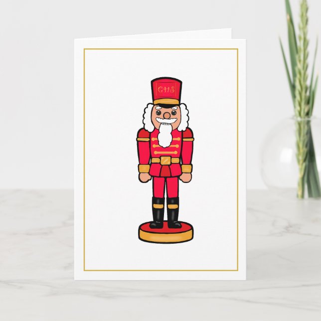 Red Nutcracker Blank Inside Christmas Card (Front)