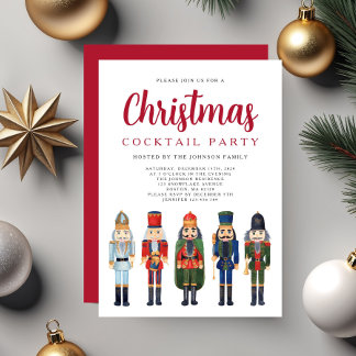 Red Nutcracker Christmas Cocktail Party Invitation