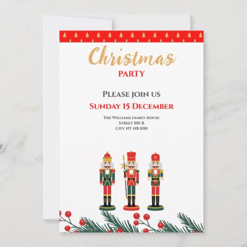 Red Nutcracker Christmas family Party invitation