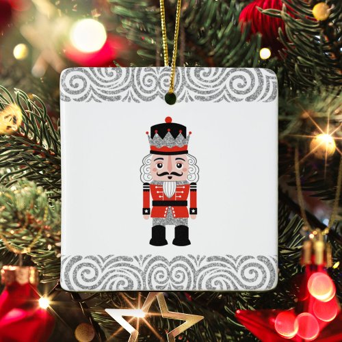 Red Nutcracker Christmas Holiday  Ceramic Ornament