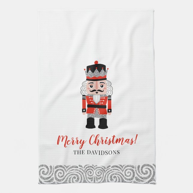 Red Nutcracker Christmas Holiday  Kitchen Towel (Vertical)