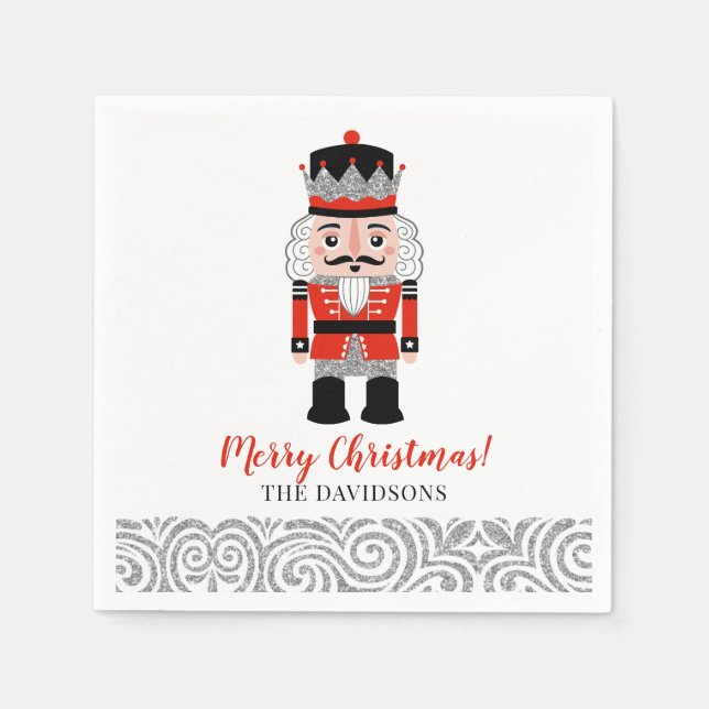 Red Nutcracker Christmas Holiday  Napkins (Front)
