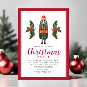 Red Nutcracker Christmas Party Invitation