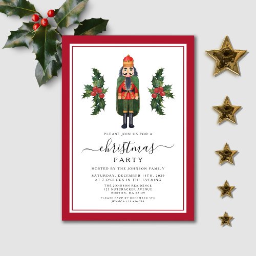 Red Nutcracker Christmas Party Invitation