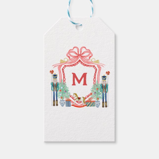 Red Nutcracker Grandmillennial Personalized Gift Tags (Front)