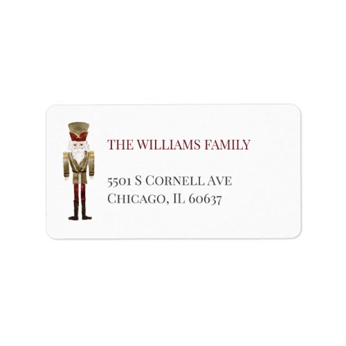 Red Nutcracker Merry Christmas Return Address Label