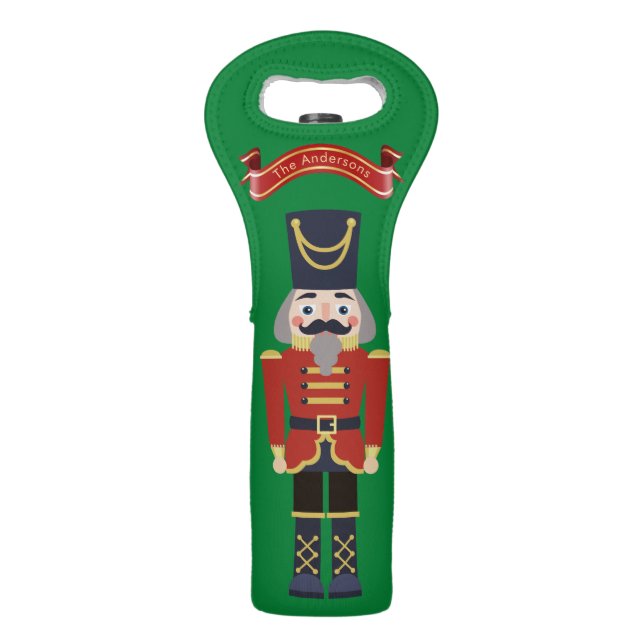 Red Nutcracker Personalize Wine Bag (Front)