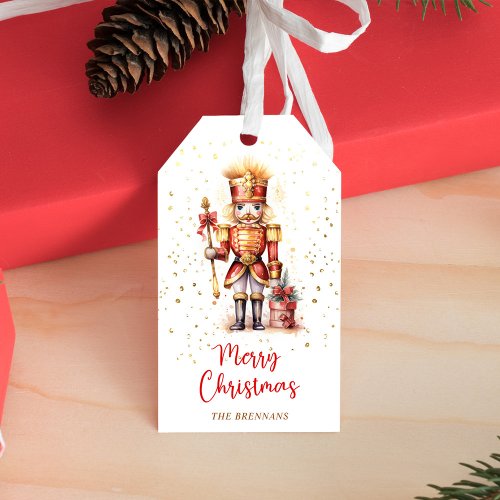Red Nutcracker Photo Merry Christmas Gift Tags