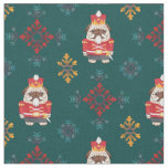 Red Nutcracker Pug on green fabric