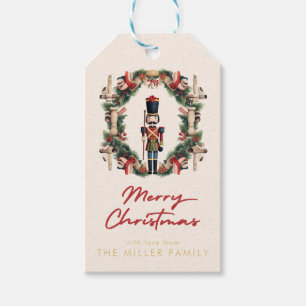 Red Nutcracker Wreath Christmas Gift Tags