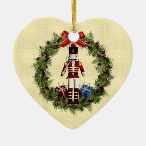 Red Nutcracker Wreath Heart Ornament