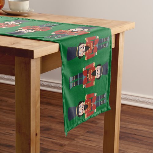 Red Nutcrackers on Green Background Medium Table Runner