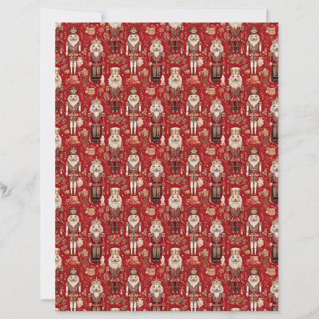 Red nutcrackers pattern Christmas craft paper (Front)