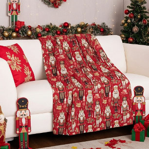 Red nutcrackers pattern Christmas Fleece Blanket