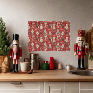 Red nutcrackers pattern Christmas Kitchen Towel